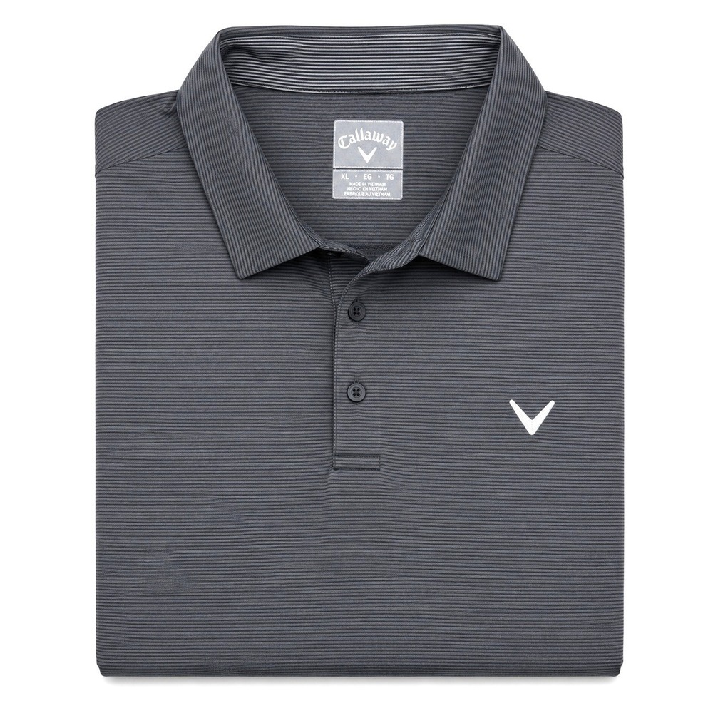 Mens XL Callaway Polo Shirt Gray Fine Line Striped Stretch Golf Performance Logo